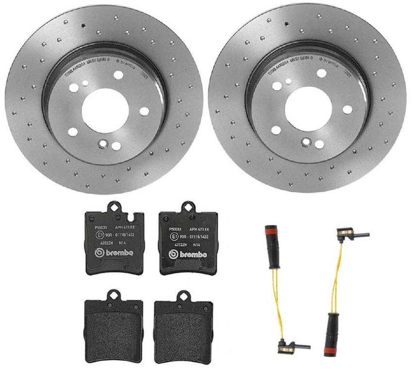 Mercedes Brembo Brakes Kit - Pads and Rotors Rear (290mm) (Xtra) (Low-Met) 210423101264 - Brembo 1564325KIT